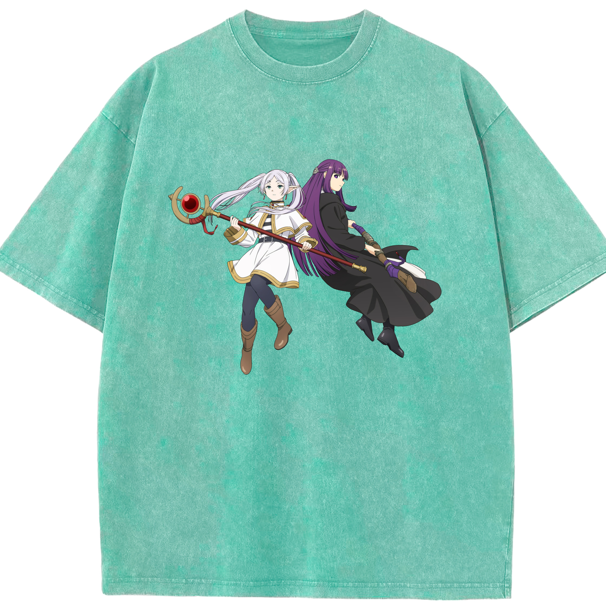 （画像用） 葬送のフリーレン Frieren 綿100% ヴィンテージ風 半袖Tシャツ（フロントプリント）